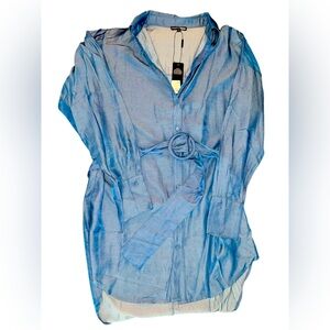 Iridescent blue shirt dress NWT**